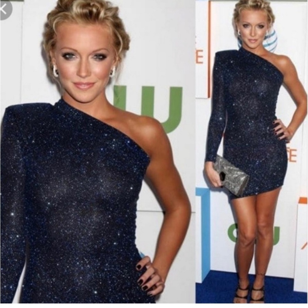 Brian Lichtenburg Designer One Shoulder Sparkle Dress SMALL